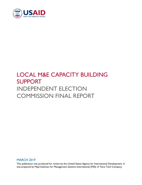 Local M&E capacity building support : independent election commission final report