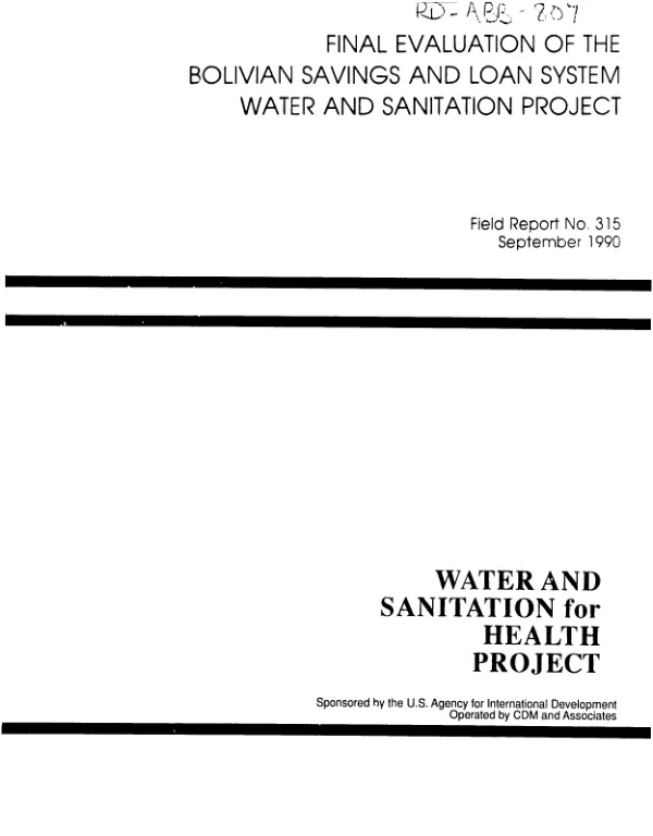 Final evaluation of the Bolivian savings and loan system water and sanitation project