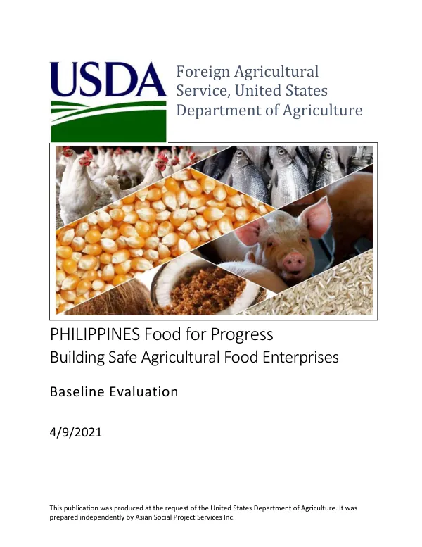 [USDA] Philippines food for progress : building safe agricultural food enterprises : baseline evaluation