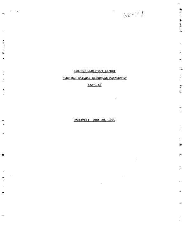 Project close-out report : Honduras natural resources management, 522-0168