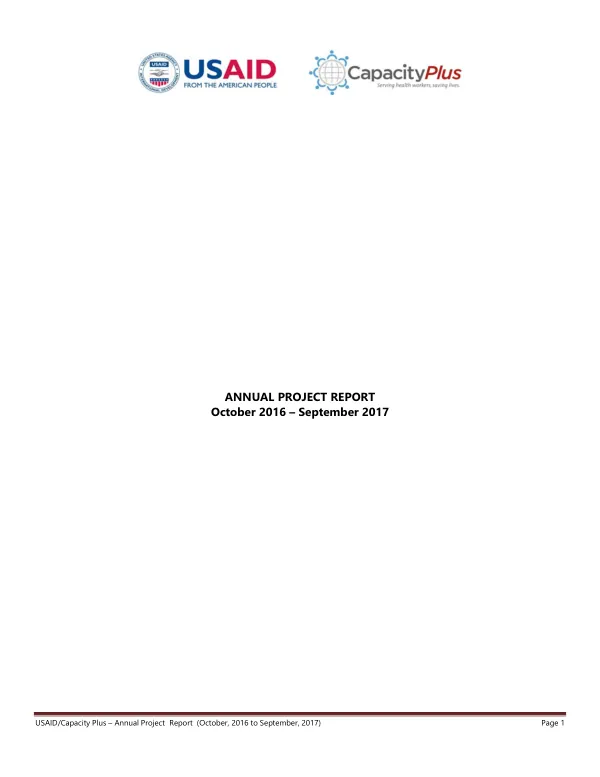 DRAA capacity plus – annual project report