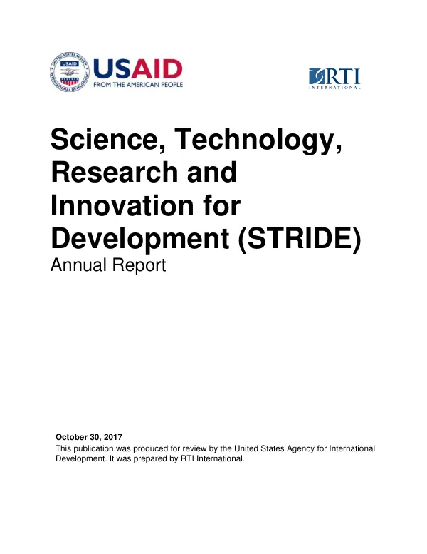 Science, technology, research and innovation for development (STRIDE) annual report