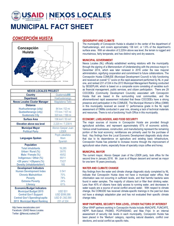Municipal Fact Sheet: Concepción Huista