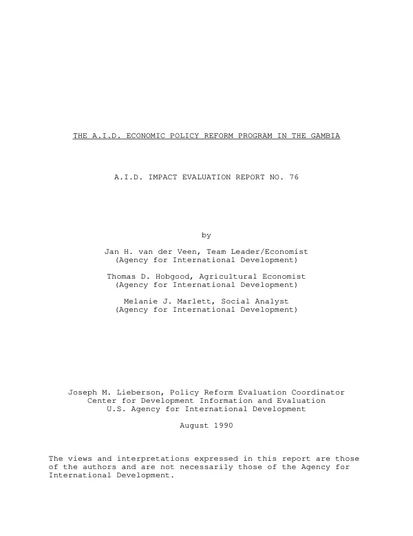 The AID economic policy reform program in The Gambia