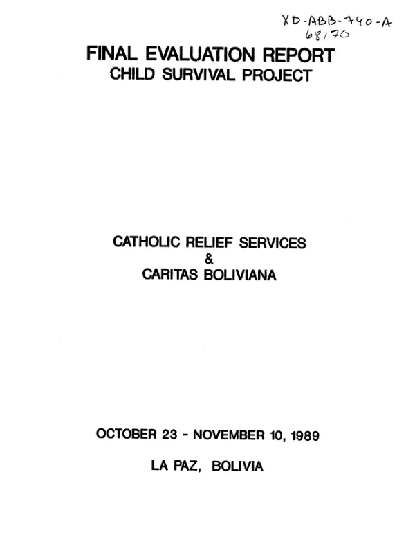 Final evaluation report : child survival project