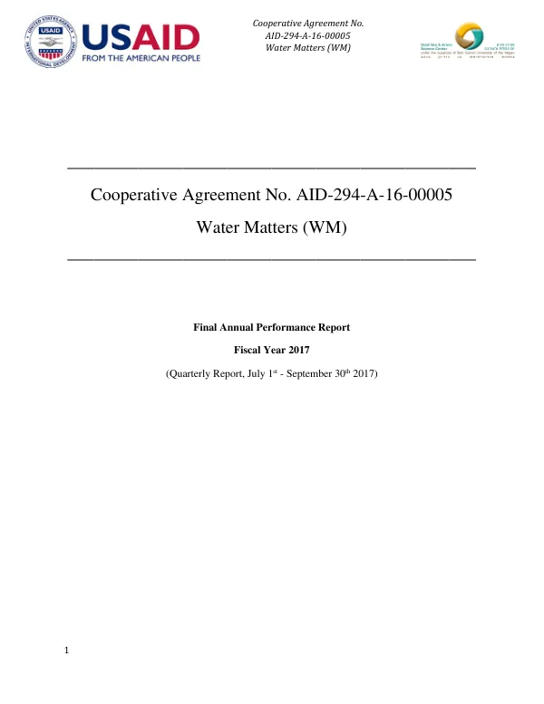 USAID WM FINAL Annual Performance Report (2017)