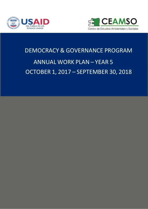Democracy & governance program : annual work plan-year 5, October 1, 2017-September 30, 2018