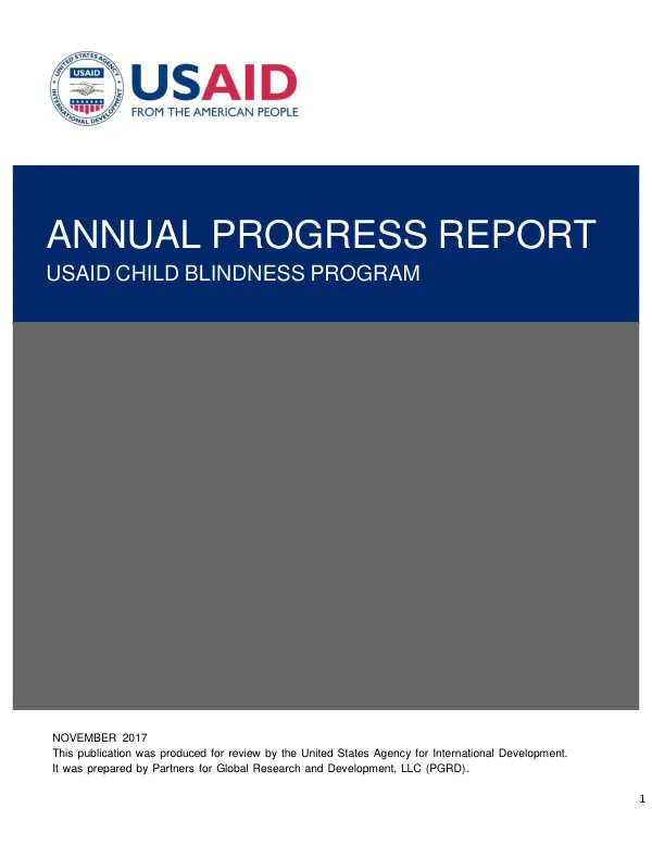 Annual progress report year 4: USAID child blindness program (CBP)