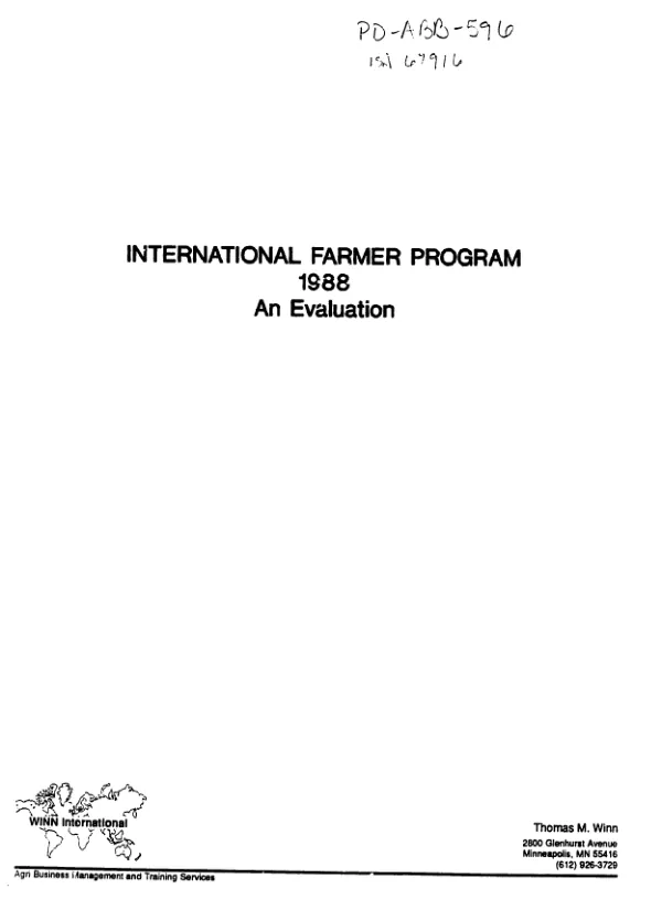 International farmer program, 1988 : an evaluation