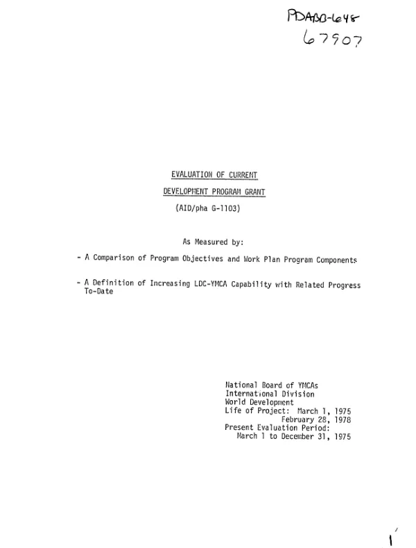 Evaluation of current development program grant