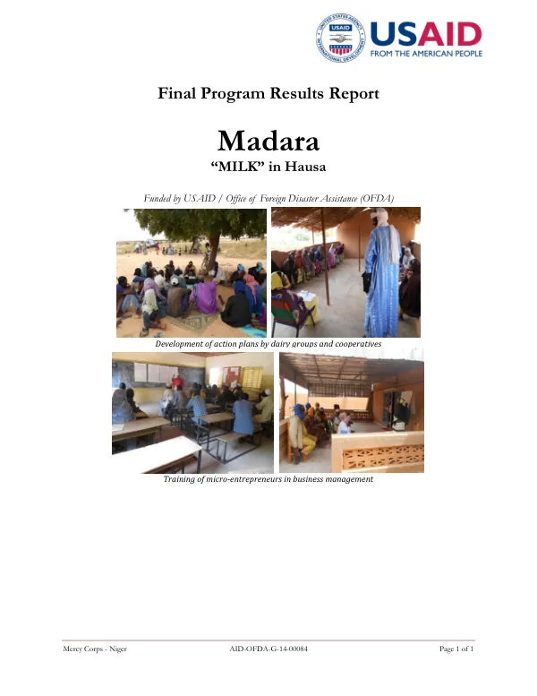 Final Program Results Report Madara "Milk" in Hausa