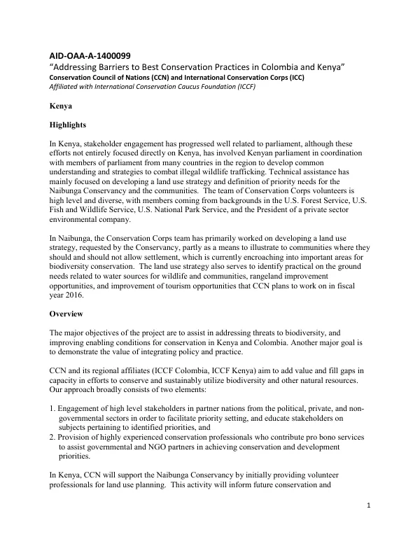 AID-OAA-A-1400099 Report FY 2016 Kenya
