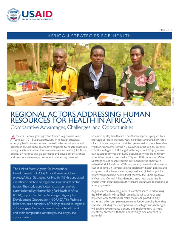 Regional Actors Addressing Human Resources for Health in Africa: Comparative Advantages, Challenges, and Opportunities