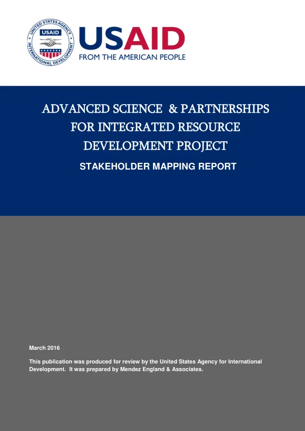 Advanced Science and Partnership for Integrated Resource Project Stakeholder Mapping Report