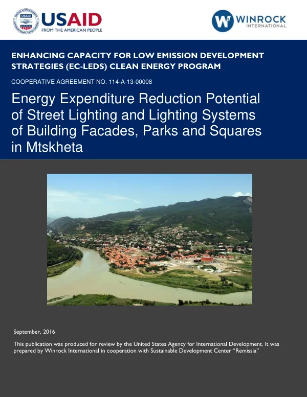 Energy Expenditure Reduction Potential of Street Lighting and Lighting Systems of Building Facades, Parks and Squares in Mtskheta