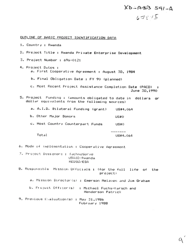 Evaluation of the private enterprise development project