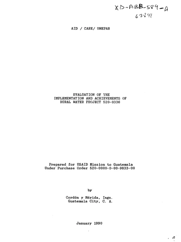 Evaluation of the implementation and achievements of rural water project, 520-0336