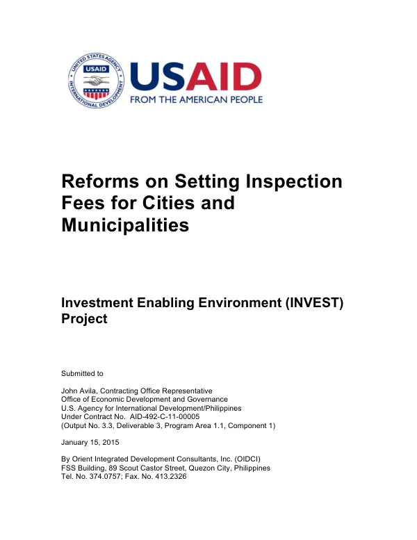 Reforms on Setting Inspection Fees for Cities and Municipalities