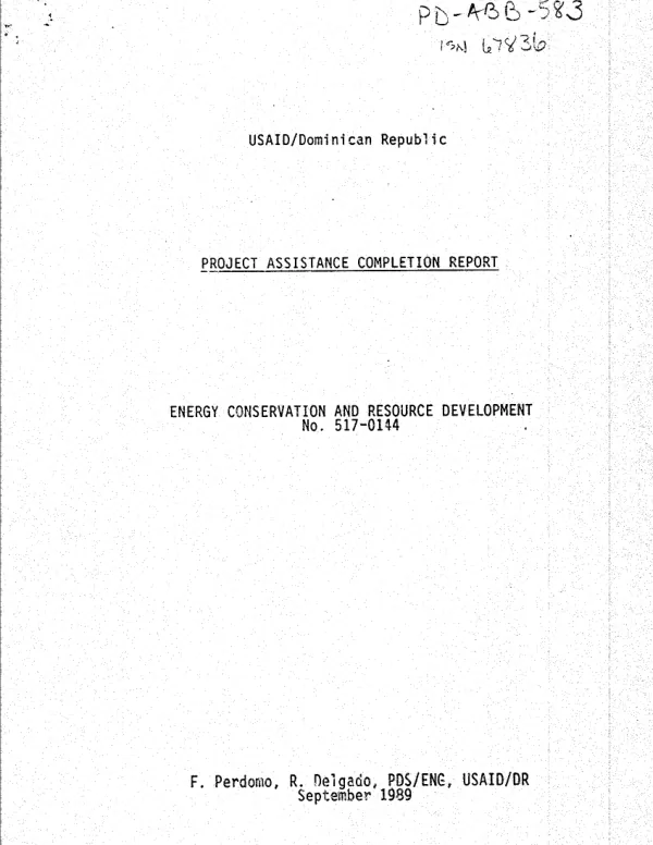 USAID/Dominican Republic project assistance completion report : energy conservation and resource development no. 517-0144