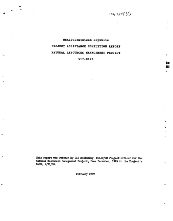 USAID/Dominican Republic project assistance completion report : natural resources management project -- 517-0126