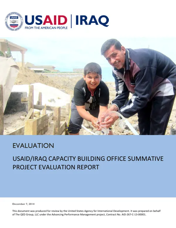 USAID/Iraq Capacity Building Office summative project evaluation report