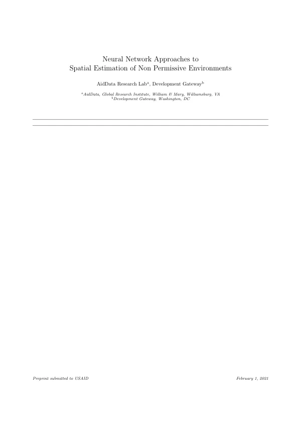 Neural network approaches to spatial estimation of non permissive environments