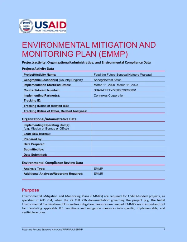 Environmental mitigation and monitoring plan (EMMP)