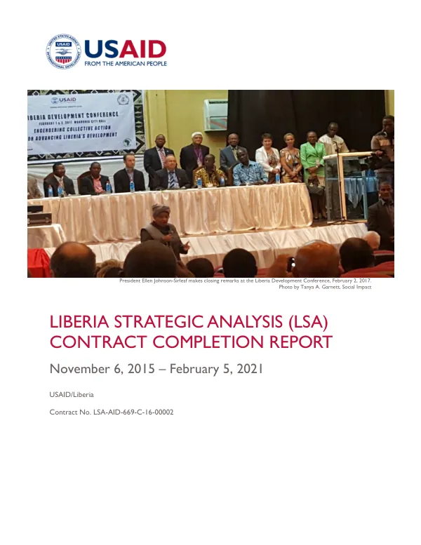 Liberia strategic analysis contract completion report, November 6, 2015 - February 5, 2021