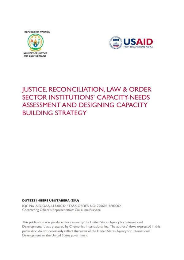 Justice, reconciliation, law & order sector institutions’ capacity-needs assessment and designing capacity building strategy