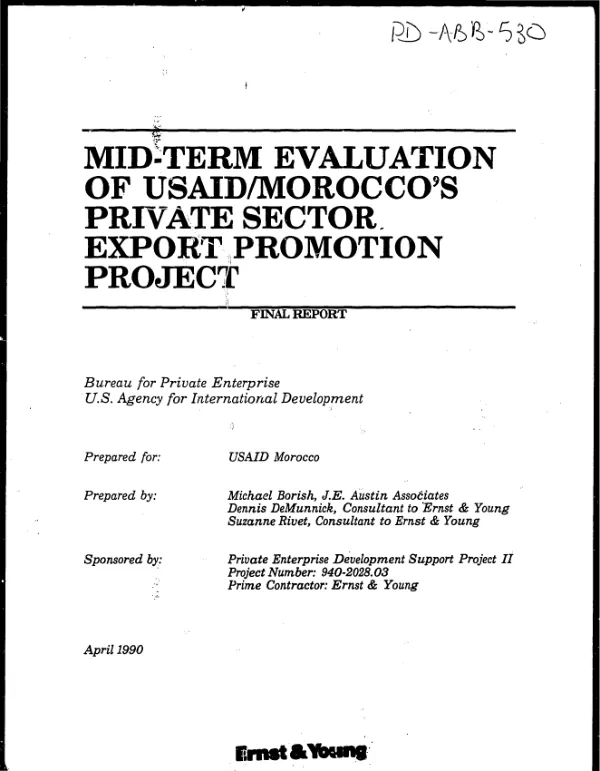 Mid-term evaluation of USAID/Morocco's private sector export promotion project