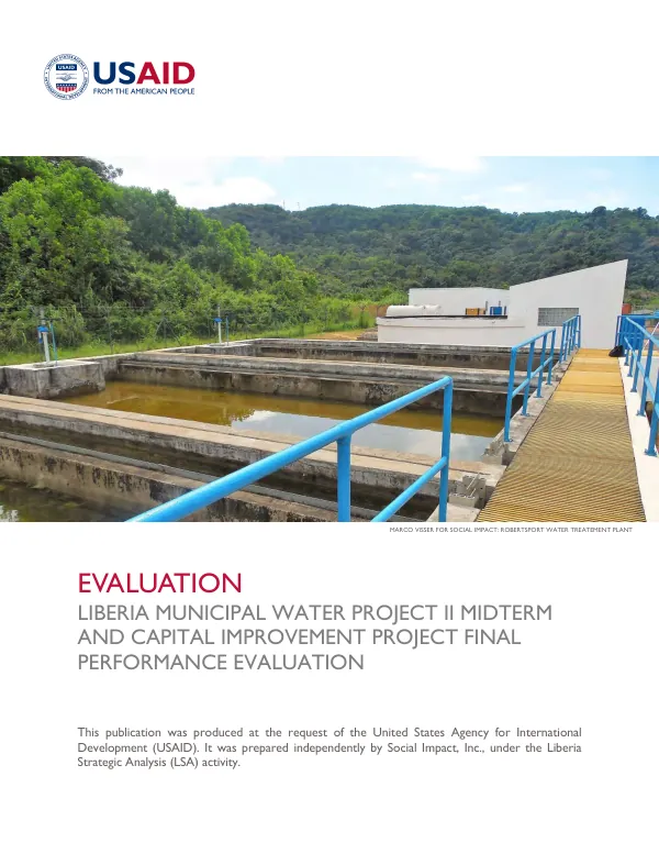 Evaluation : Liberia municipal water project II midterm and capital improvement project final performance evaluation