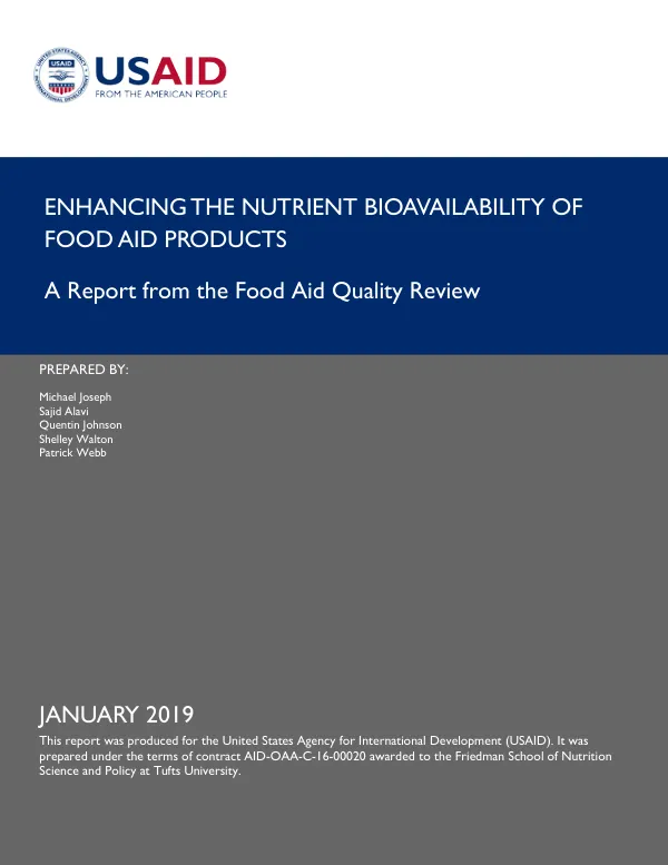 Enhancing the bioavailability of food aid products : a report from the food aid quality review