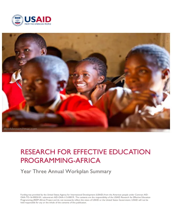 Research for effective education programming-Africa : year three annual workplan summary