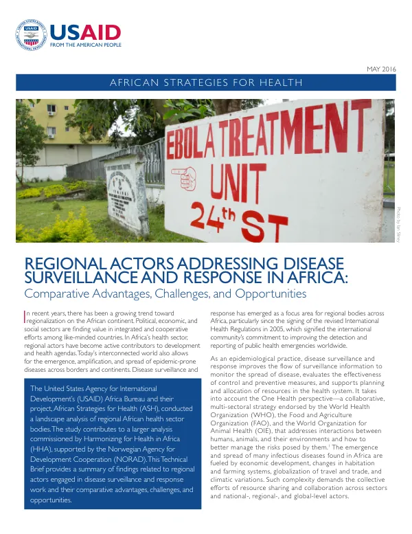 Regional Actors Addressing Disease Surveillance and Response in Africa: Comparative Advantages, Challenges, and Opportunities