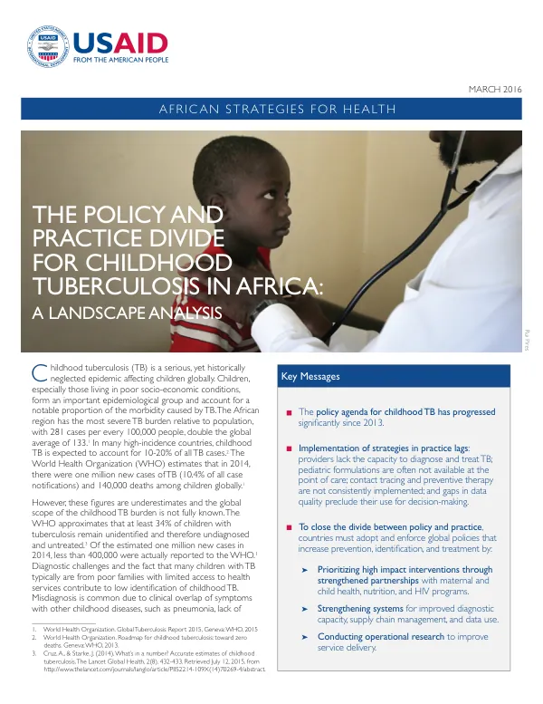 The Policy and Practice Divide for Childhood Tuberculosis in Africa: A Landscape Analysis