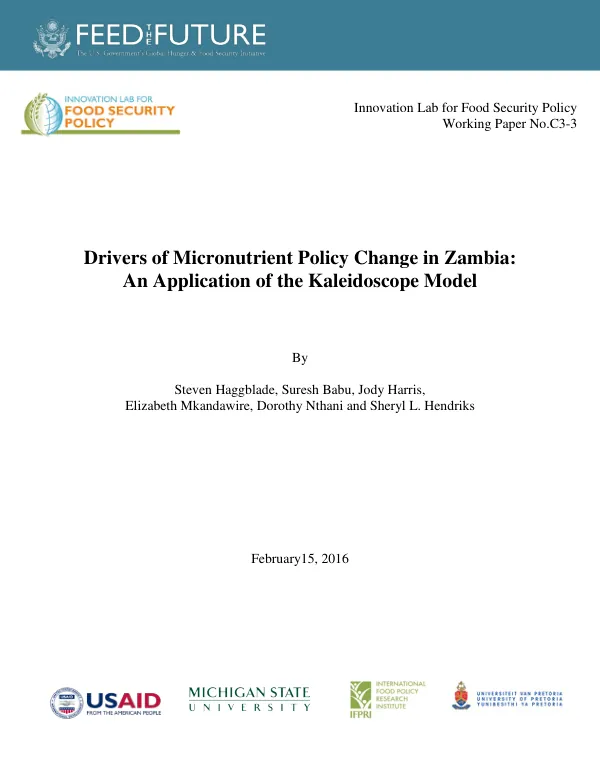 Drivers of Micronutrient Policy Change in Zambia: An Application of the Kaleidoscope Model