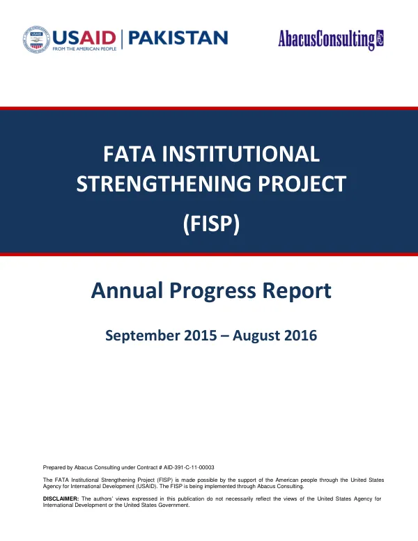 FISP. Annual Progress Report. Sept2015 - Aug2016