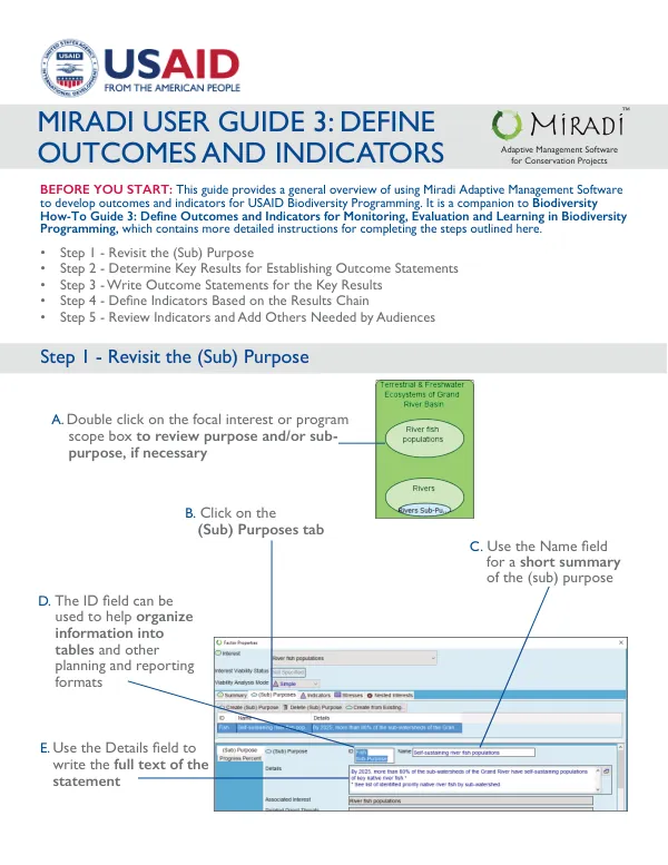 Miradi User Guide 3: Define Outcomes and Indicators