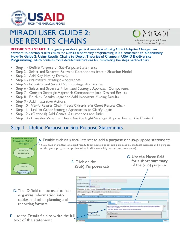 Miradi User Guide 2: Use Results Chains