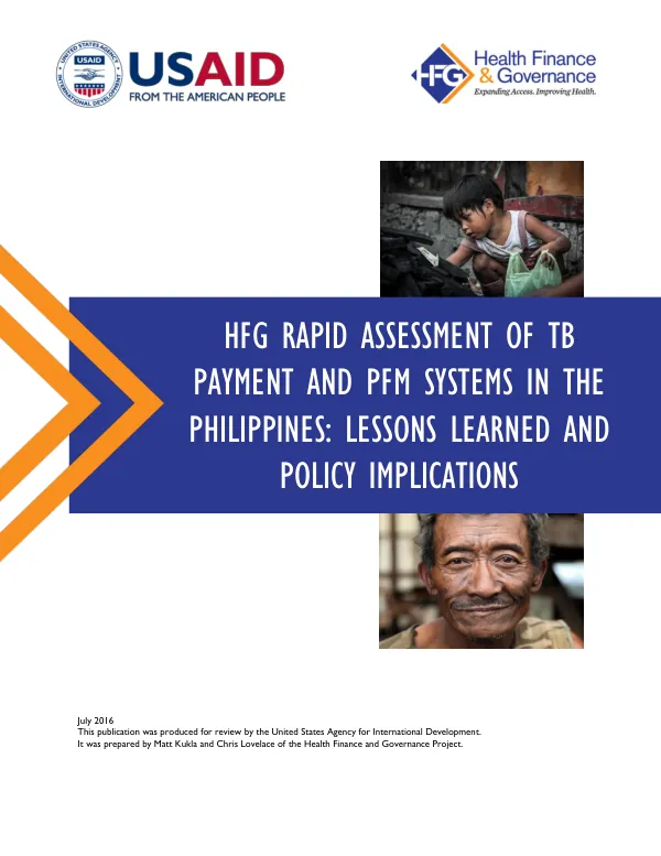 HFG Rapid Assessment of TB Payment and PFM Systems in the Philippines: Lessons Learned and Policy Implications