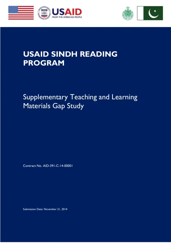 USAID Sindh reading program : supplementary teaching and learning materials gap study