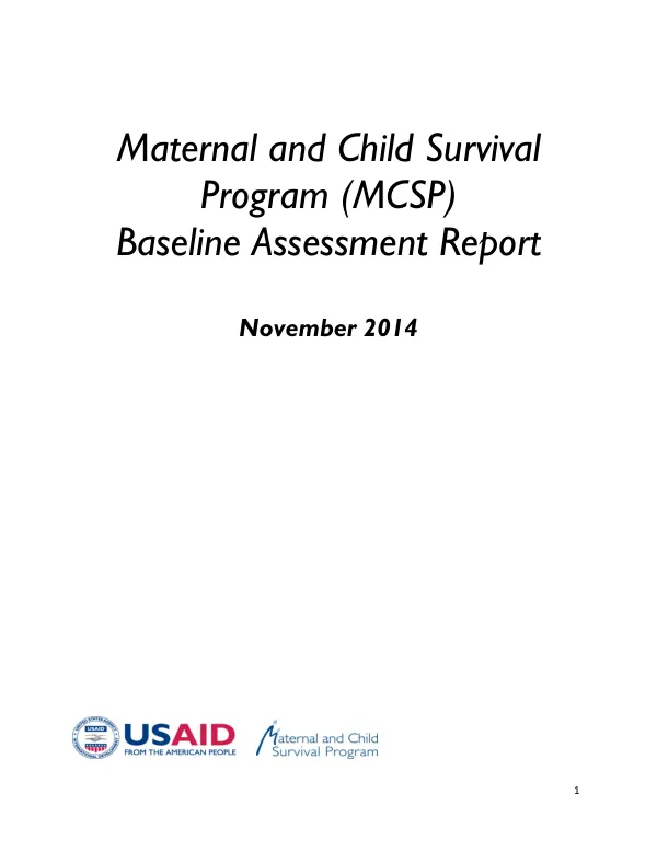 Maternal and child survival program (MCSP) baseline assessment report