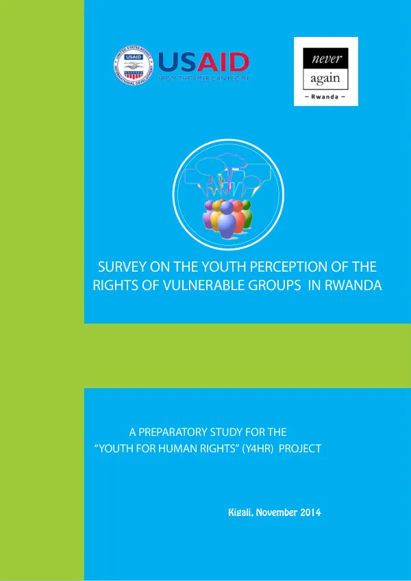 Survey on the youth perception of the rights of vulnerable groups in Rwanda : a preparatory study for the "youth for human rights" (Y4HR) project