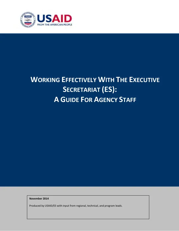 Working effectively with the Executive Secretariat (ES) : a guide for agency staff