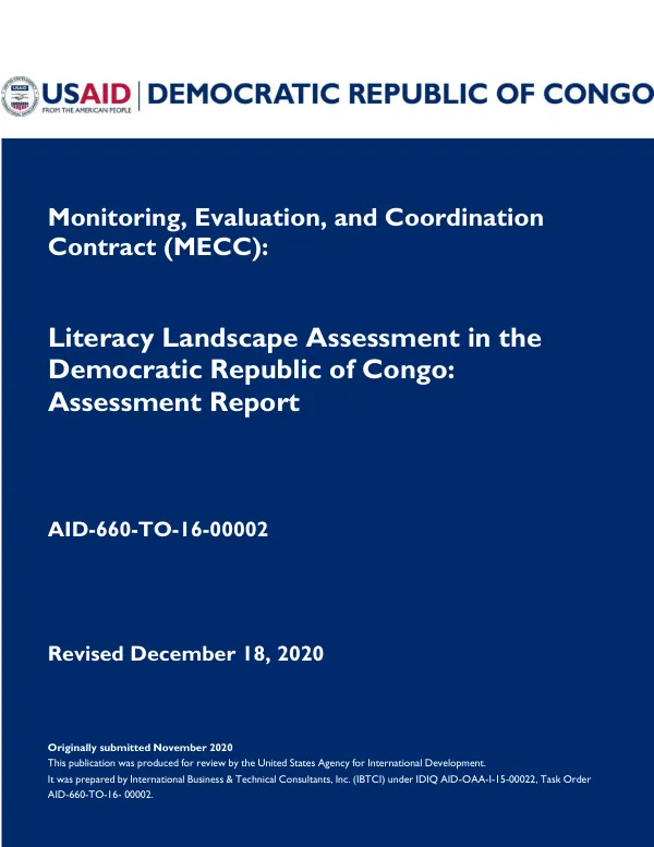 Literacy landscape assessment in the Democratic Republic of Congo : assessment report