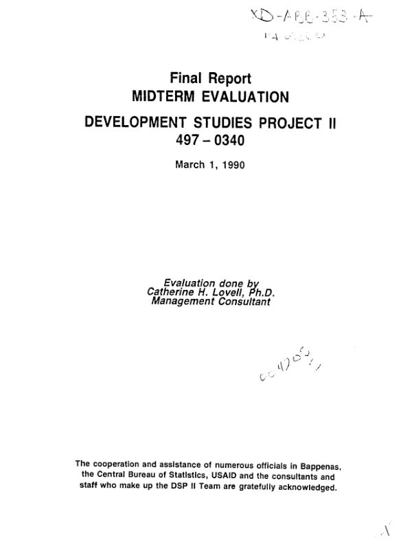 Final report -- midterm evaluation : development studies project II, 497-0340