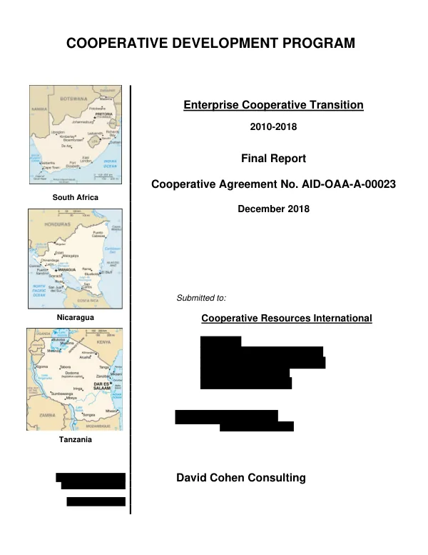 Cooperative development program : enterprise cooperative transition, 2010 - 2018
