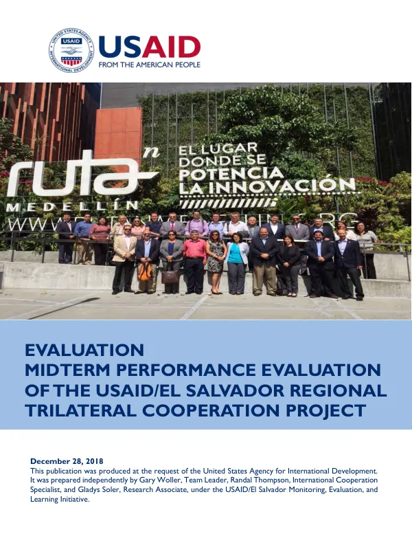 Midterm performance evaluation of the USAID/El Salvador regional trilateral cooperation project