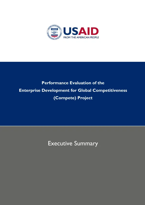 Performance evaluation of the enterprise development for global competitiveness (compete) project : executive summary