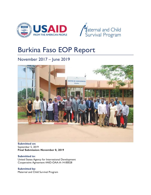 Burkina Faso EOP report, November 2017 - June 2019 [maternal child survival program (MCSP)]